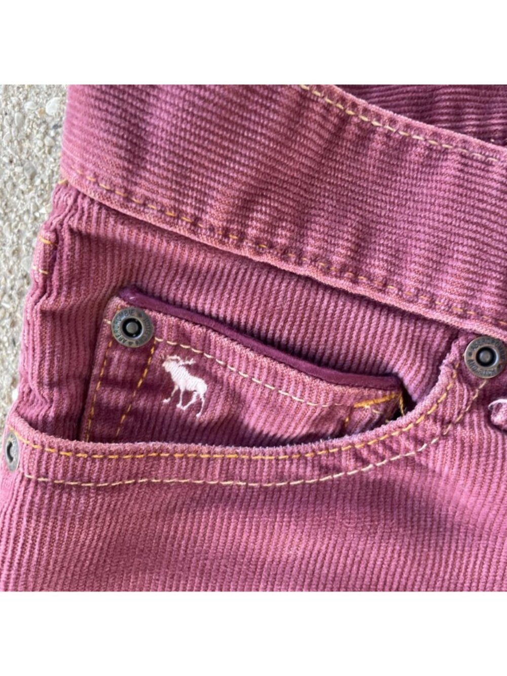 Vintage Abercrombie Rose Pink Corduroy Pants Stretch Women's 0 Low Rise Bootcut - Picture 4 of 11